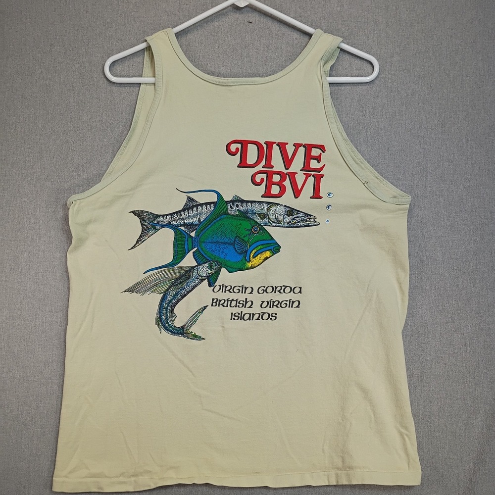 Vintage Dive BVI Tank Top Fish Graphic British Virgin Islands Oneita USA M